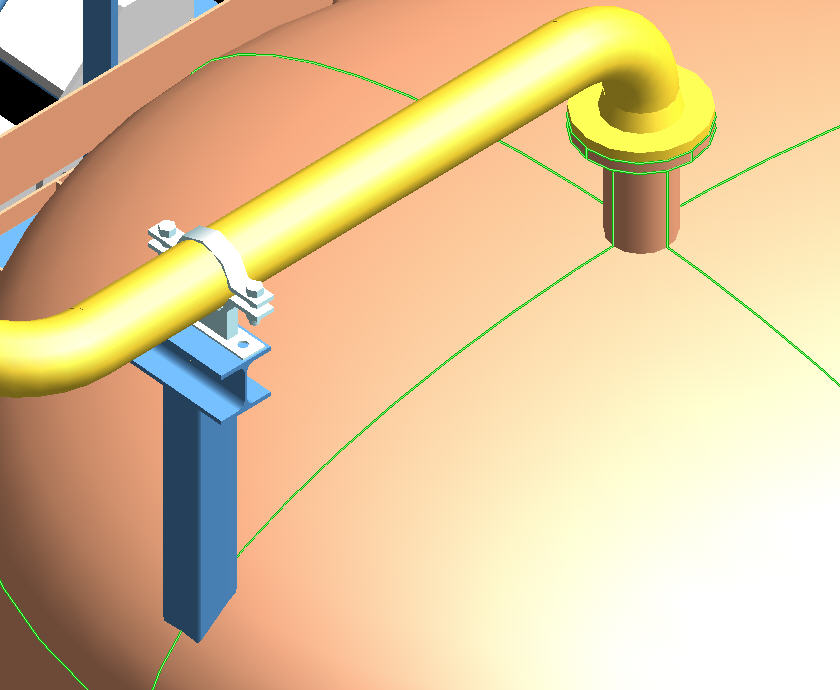 Integrated Pipe Support on Feed Water Tank